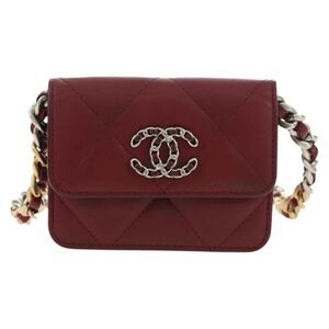 Chanel 19 Wallet On Chain Quilted Lambskin Burgundy Leather Shoulder Bag Bag
